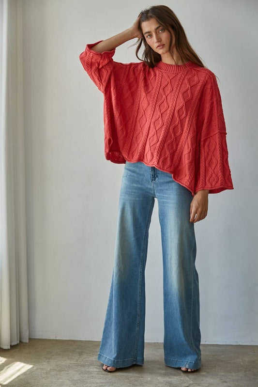Quarter Sleeve Pullover - Red