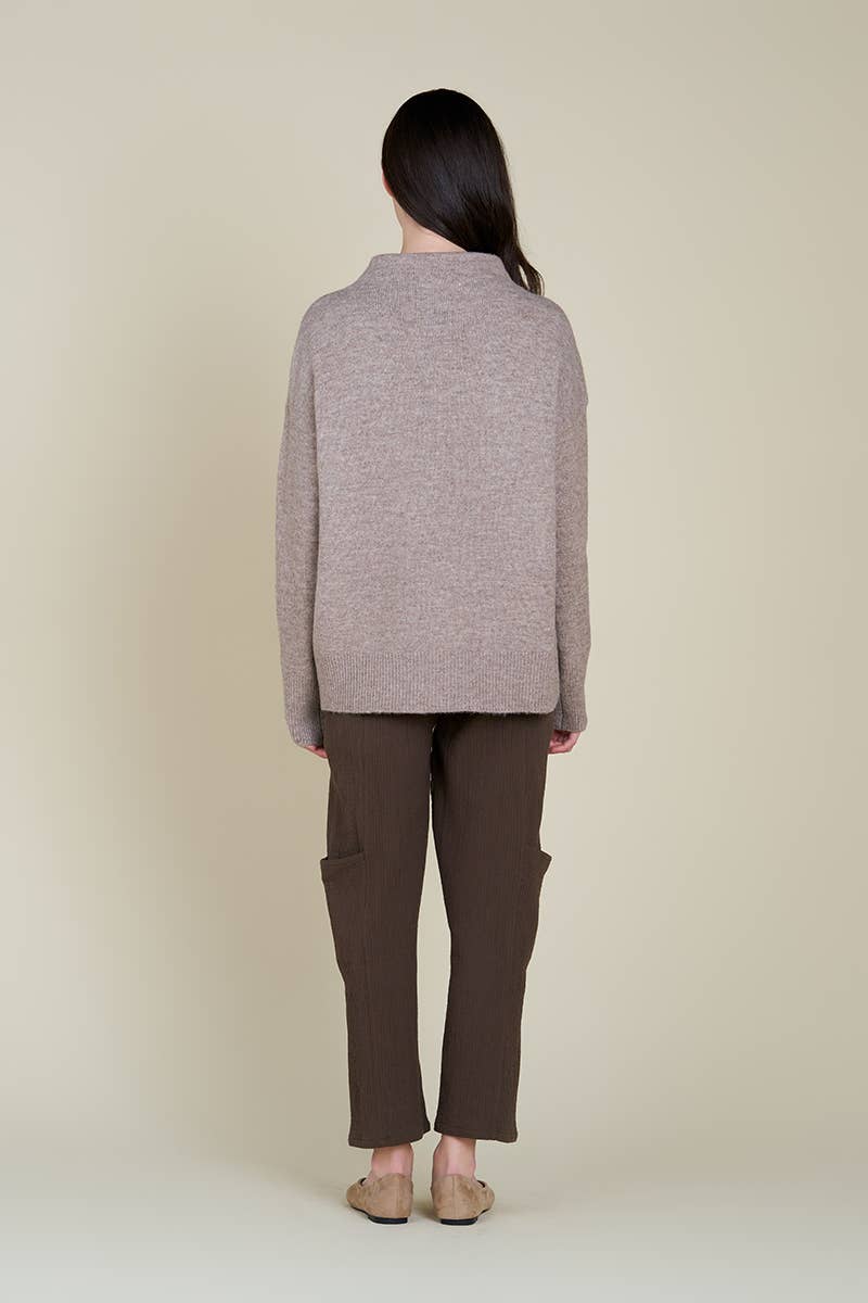 Funnel Neck Sweater - Taupe