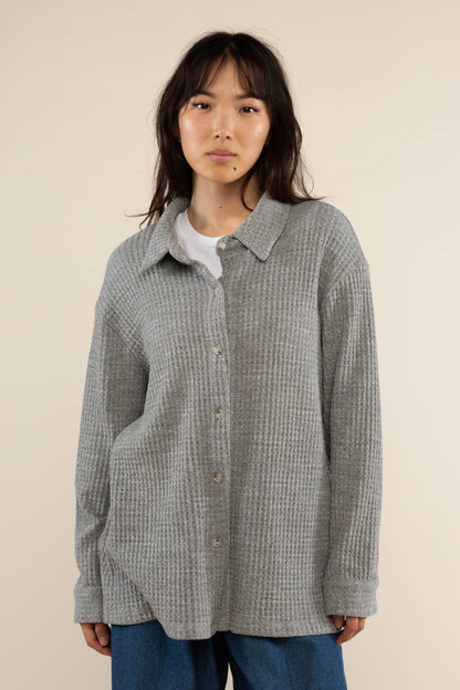 H Grey Waffle Button Down Shirt