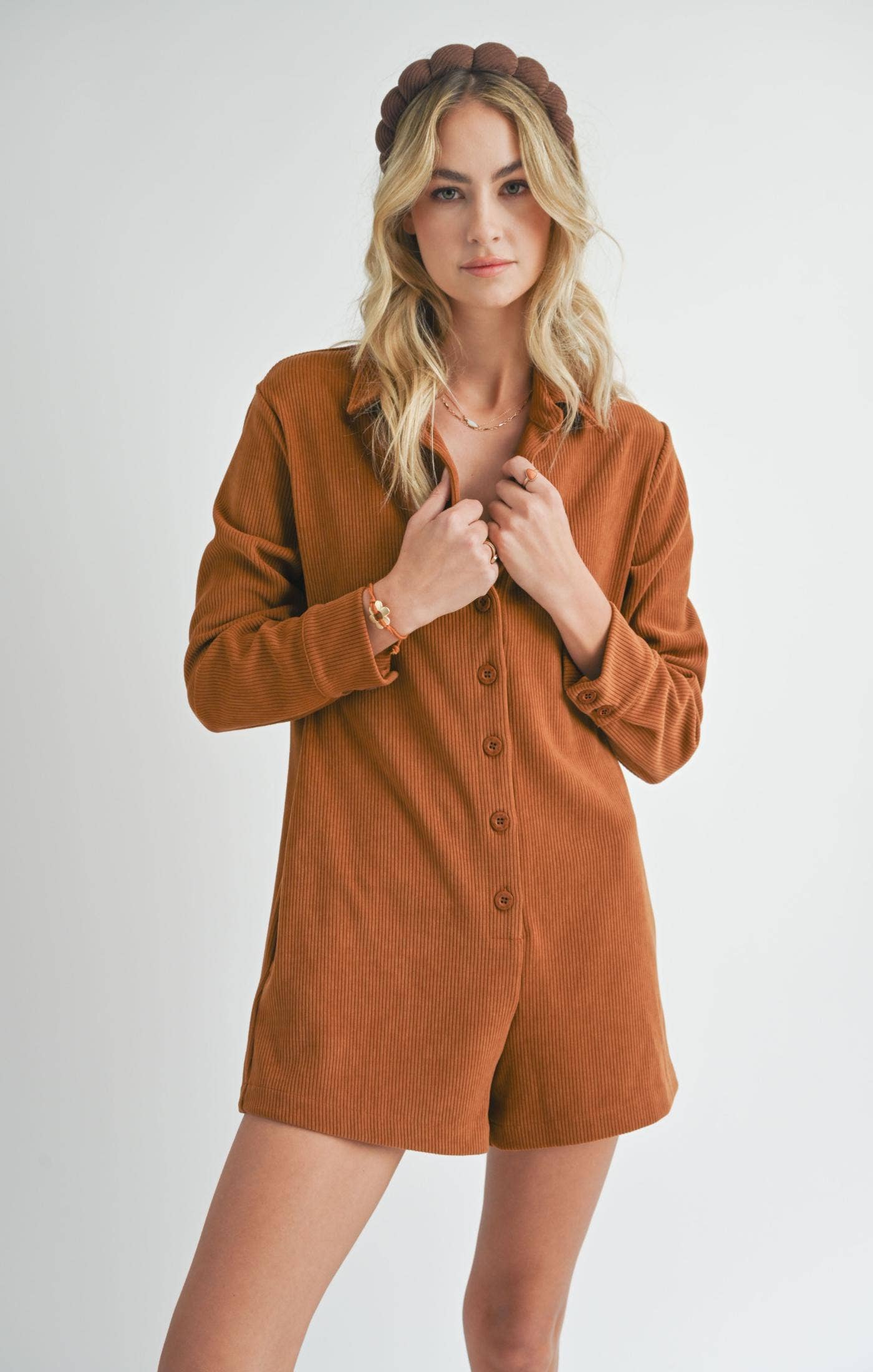 Camel Corduroy Romper