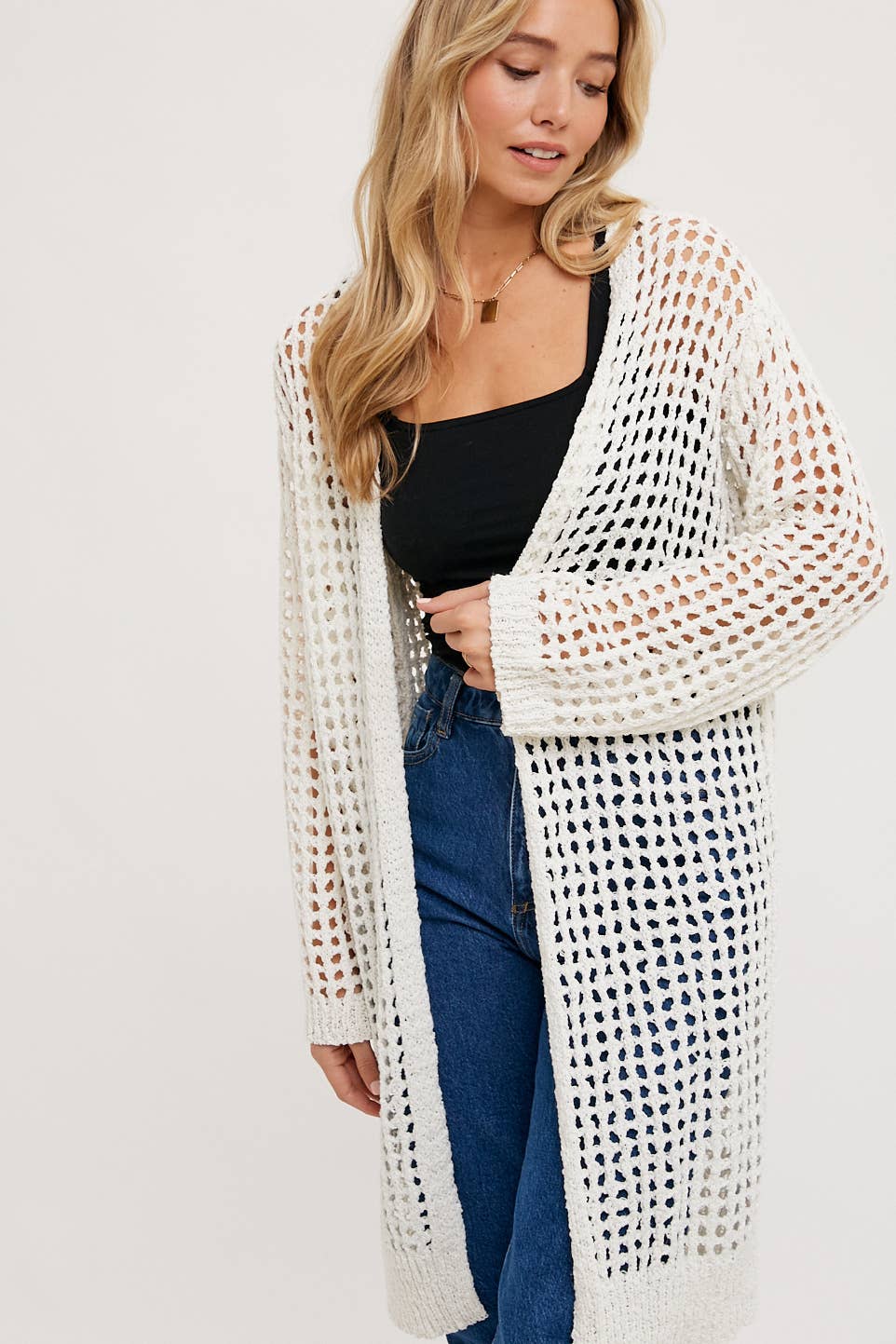 Open Knit Longline Cardigan