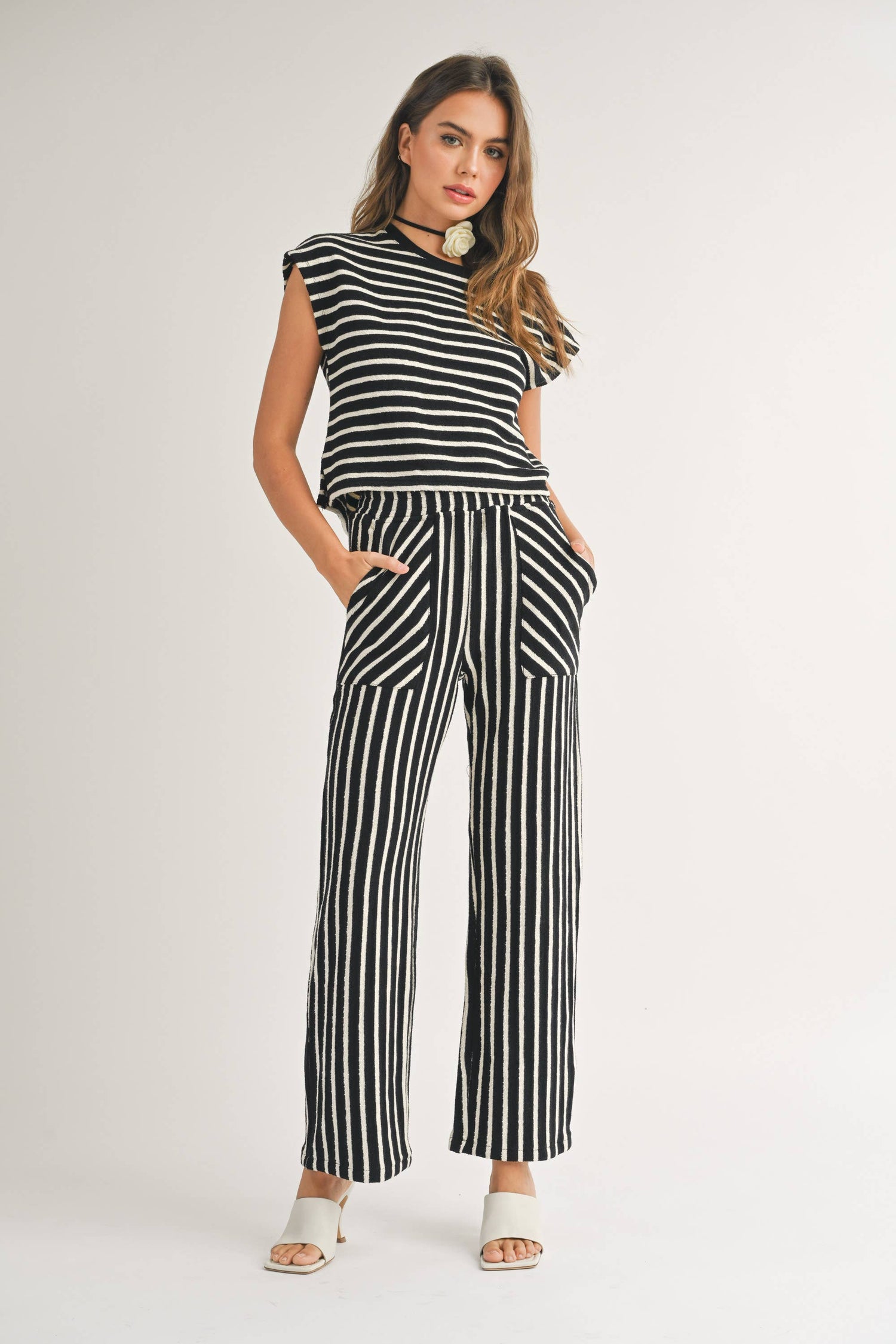 Textured Stripe Knit Pants