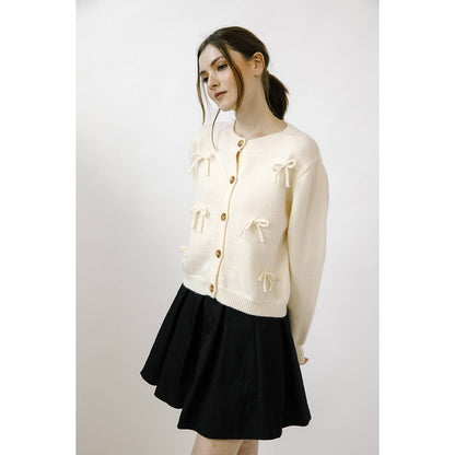 Cream Bow Button Up Cardigan