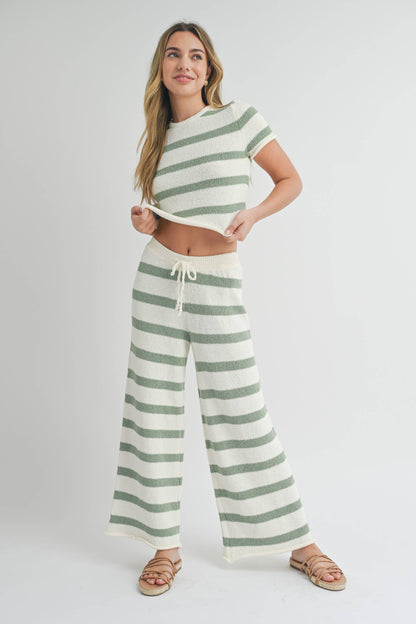 Sage Wide Stripe Knit Pants