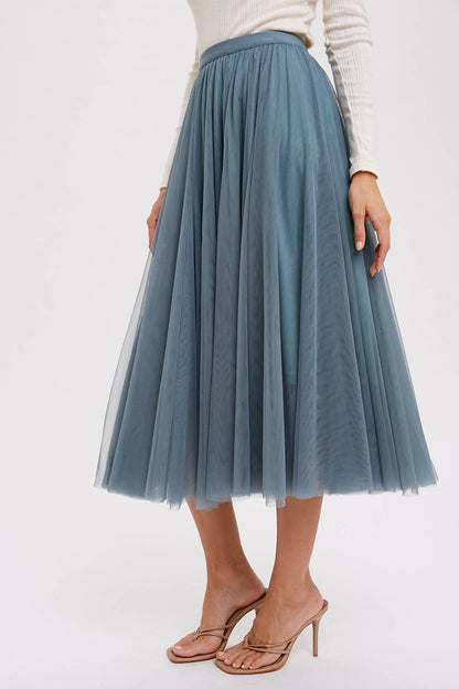 Tulle Midi Skirt - Dark Mint