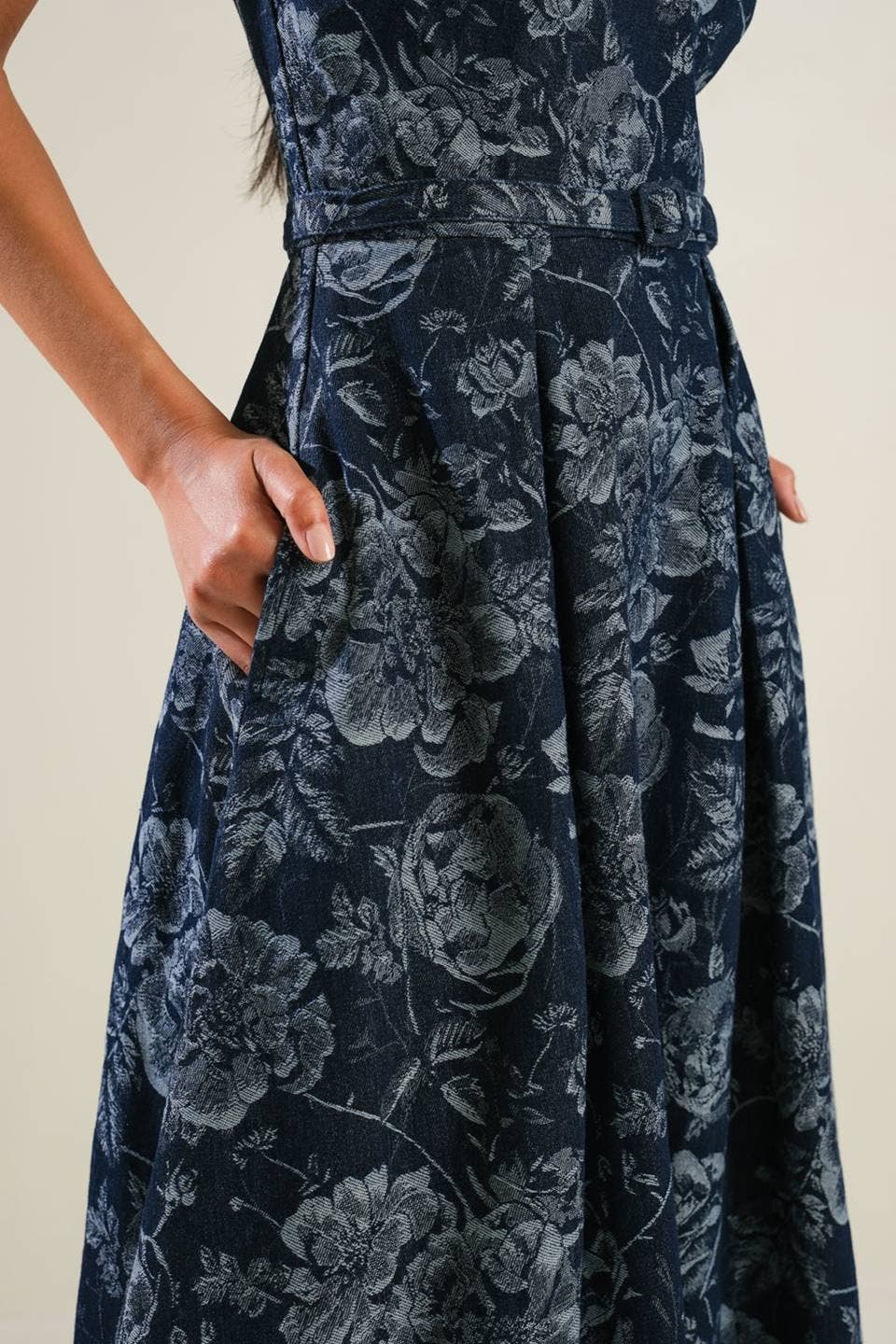 Jacquard Denim Midi Dress