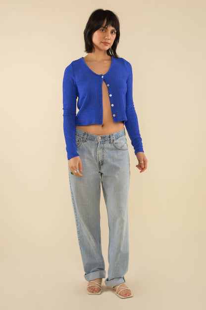 Royal Blue Ty Textured Cardigan