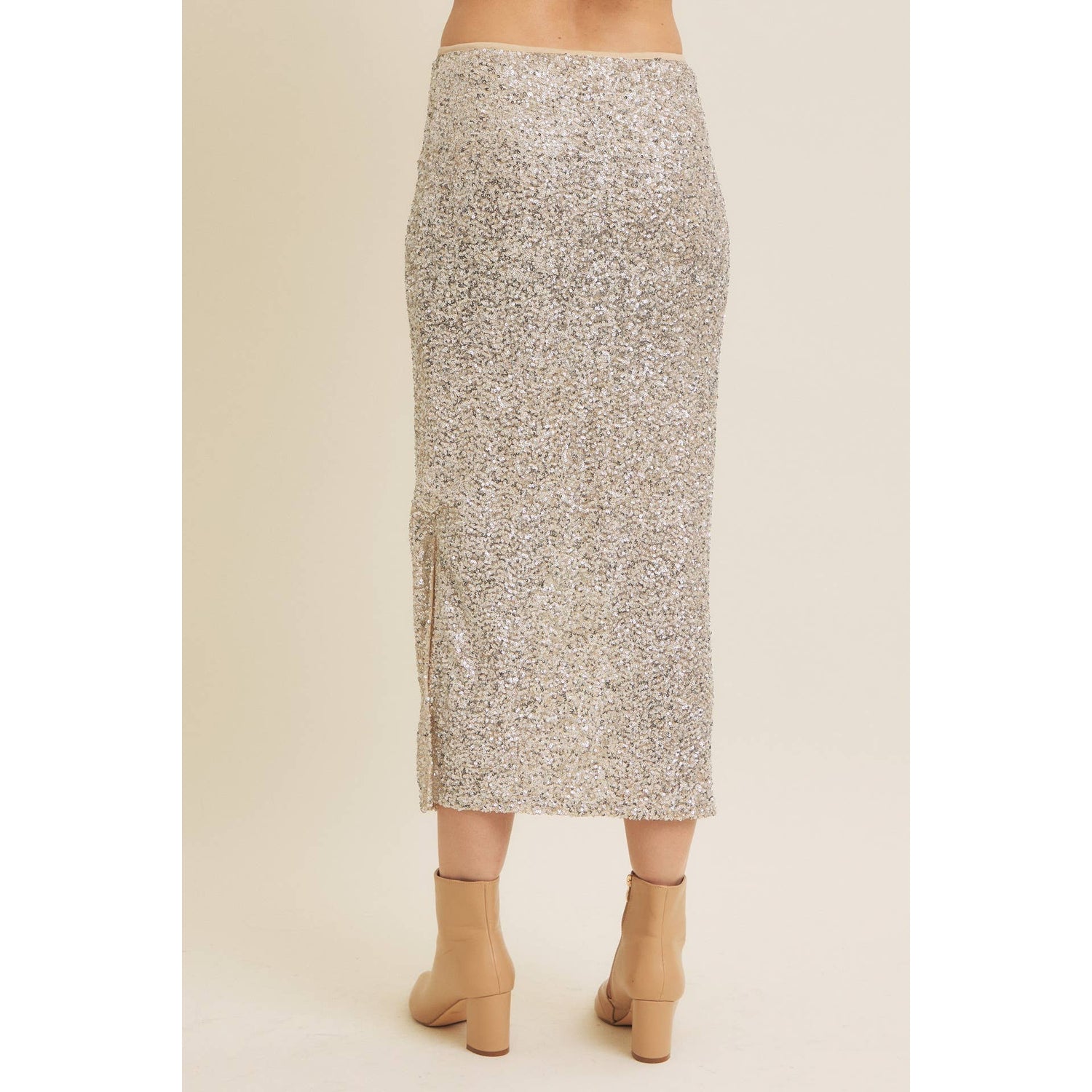 Stretchy Sequin Midi Skirt