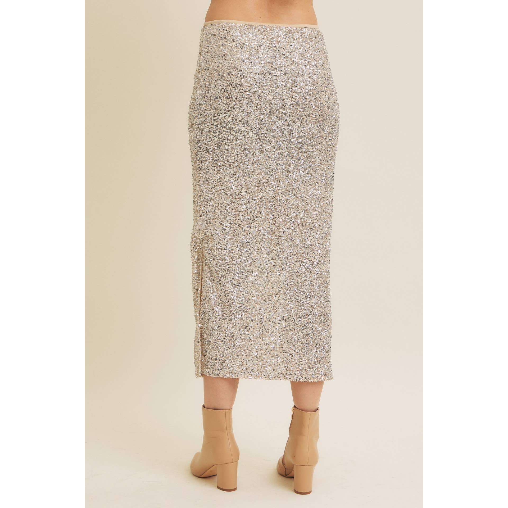 Stretchy Sequin Midi Skirt