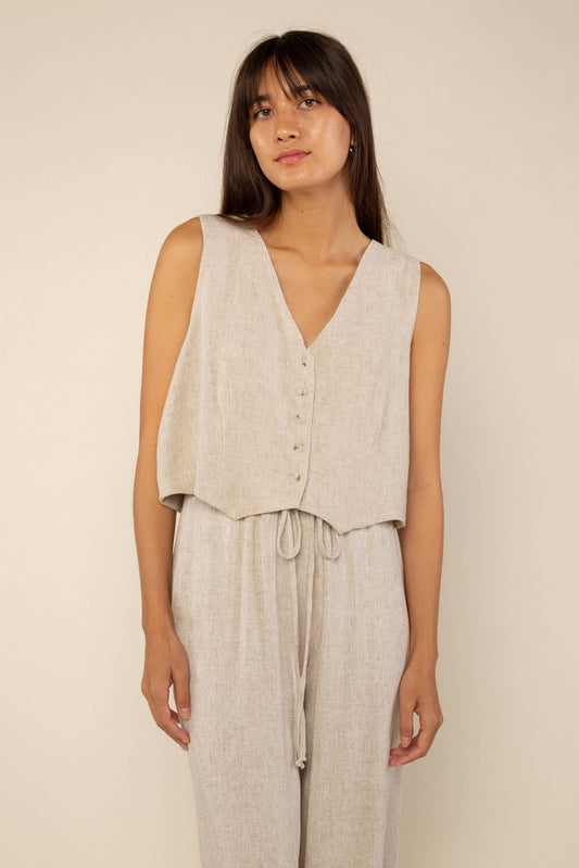 Linen Vest Button Up