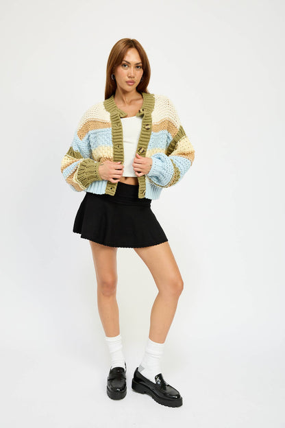 Bubble Sleeve Multi Knot Cardigan