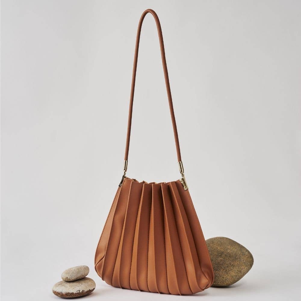 Carrie Brown Pleated Vegan Shoulder Bag