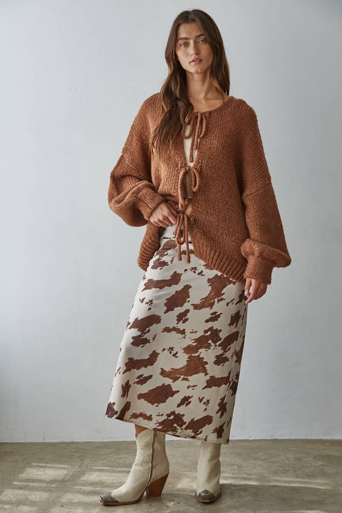 Cow Print Midi Skirt