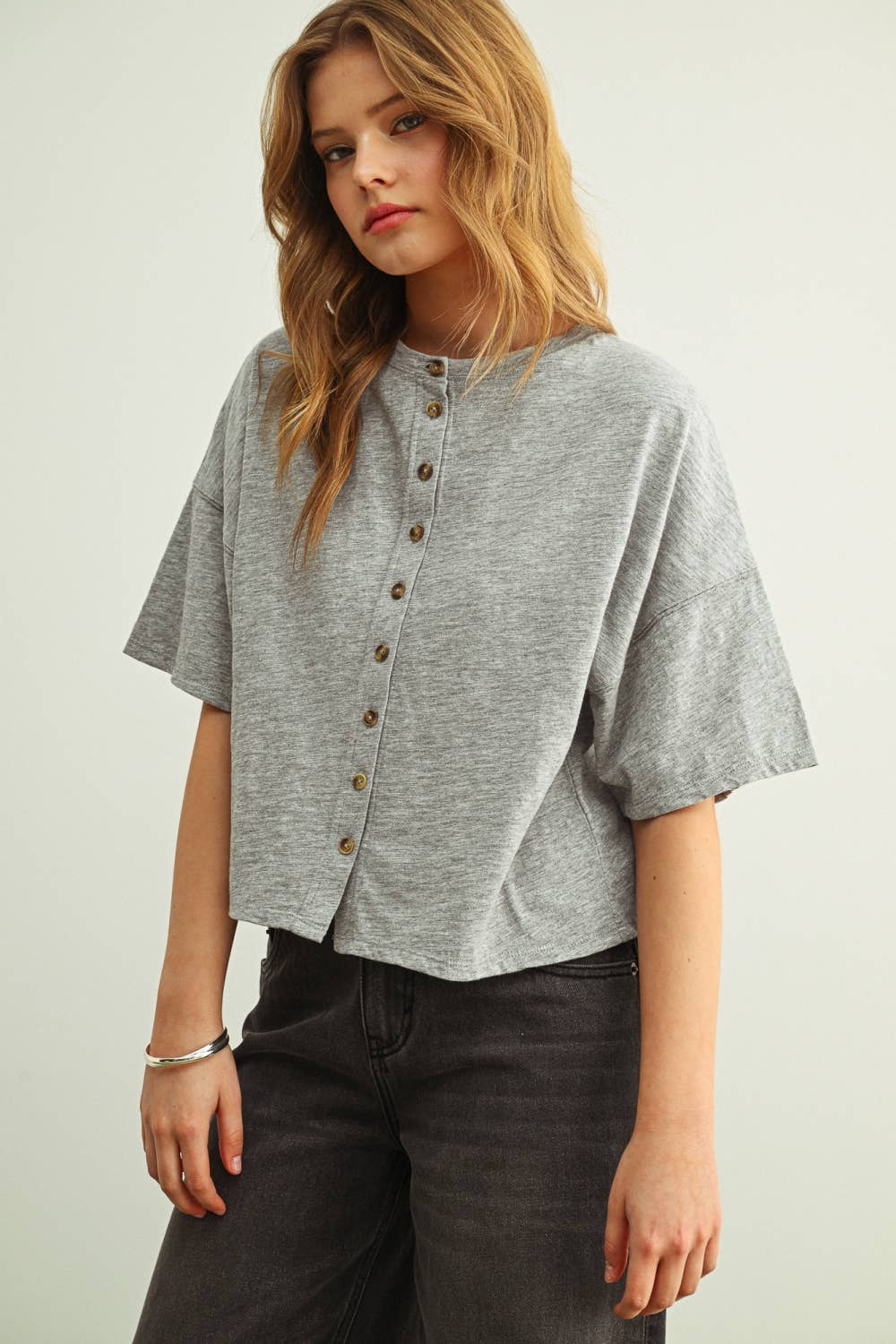 Button Down Half Sleeve Top