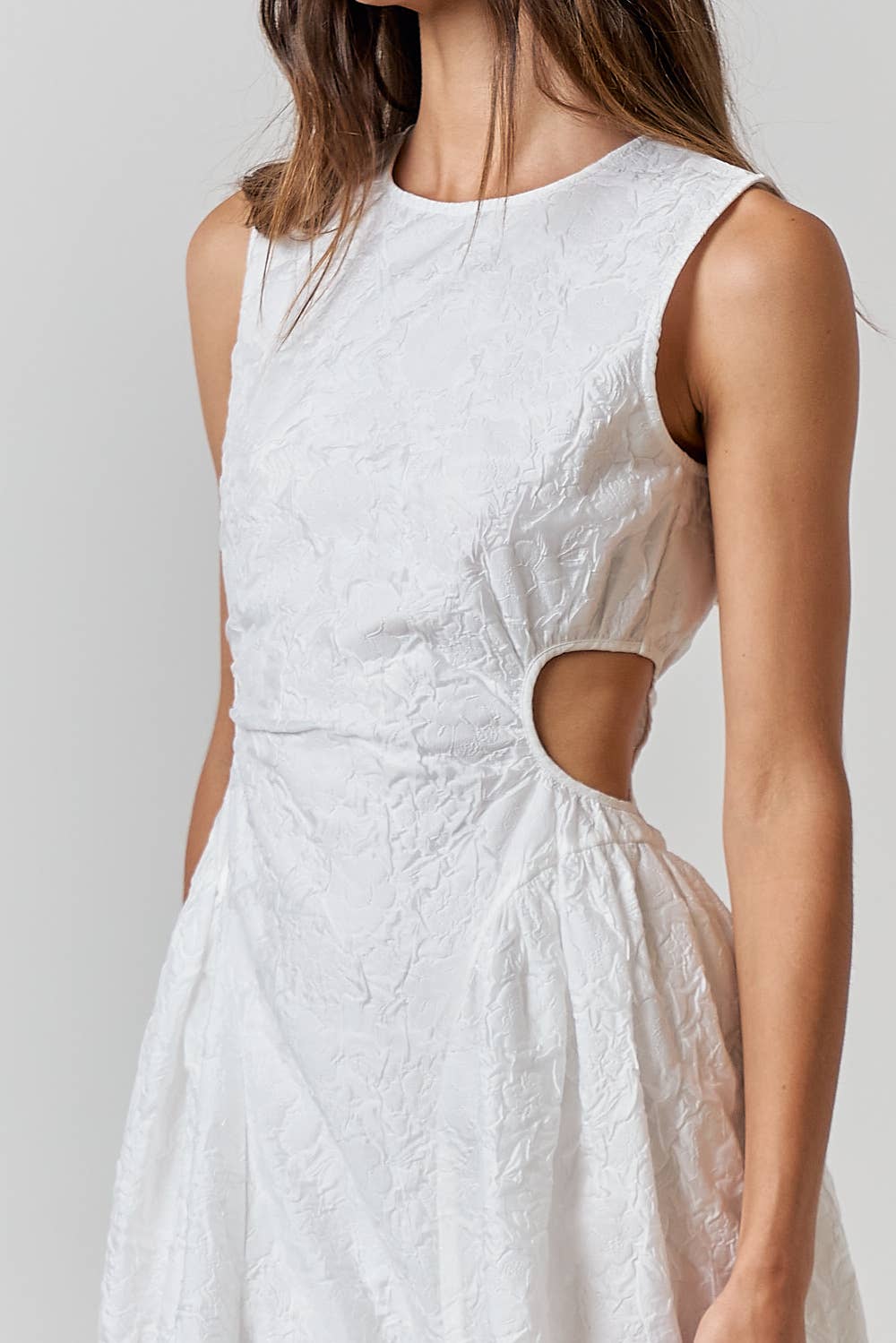 Textured Side Cut Out Midi Dress