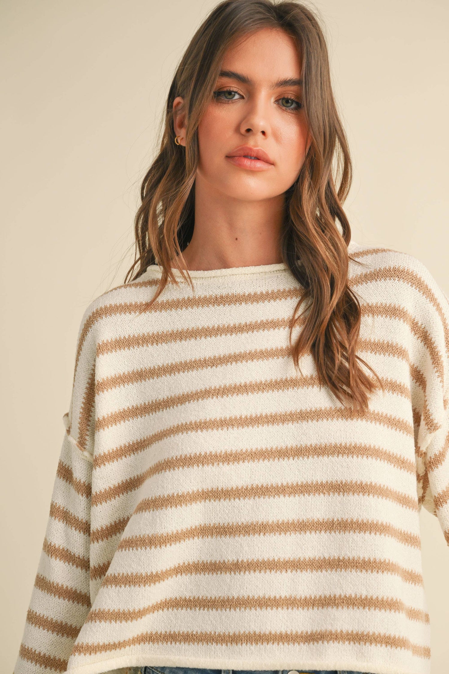 Straw Stripe Boxy Sweater