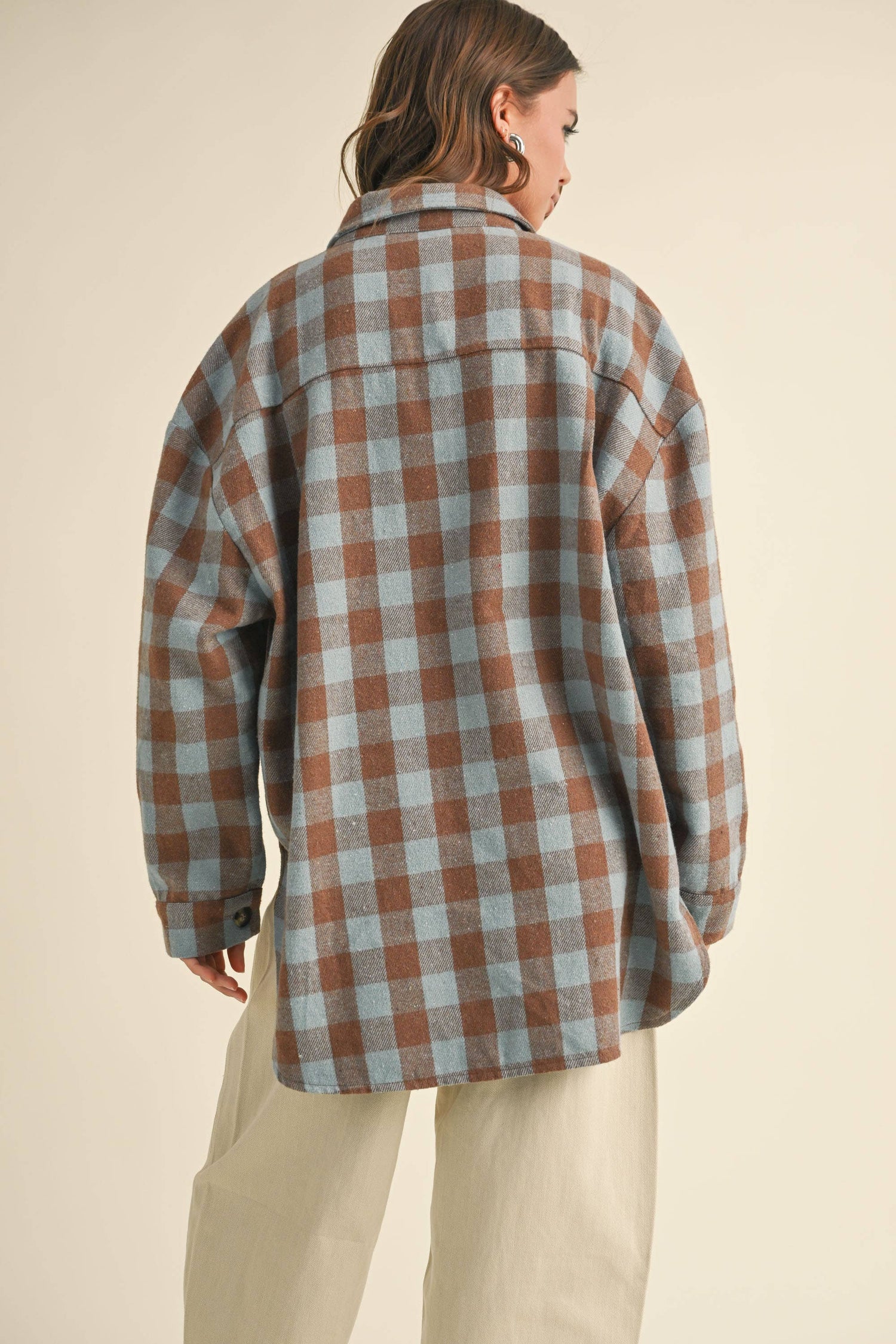 Blue Grid Pattern Shacket