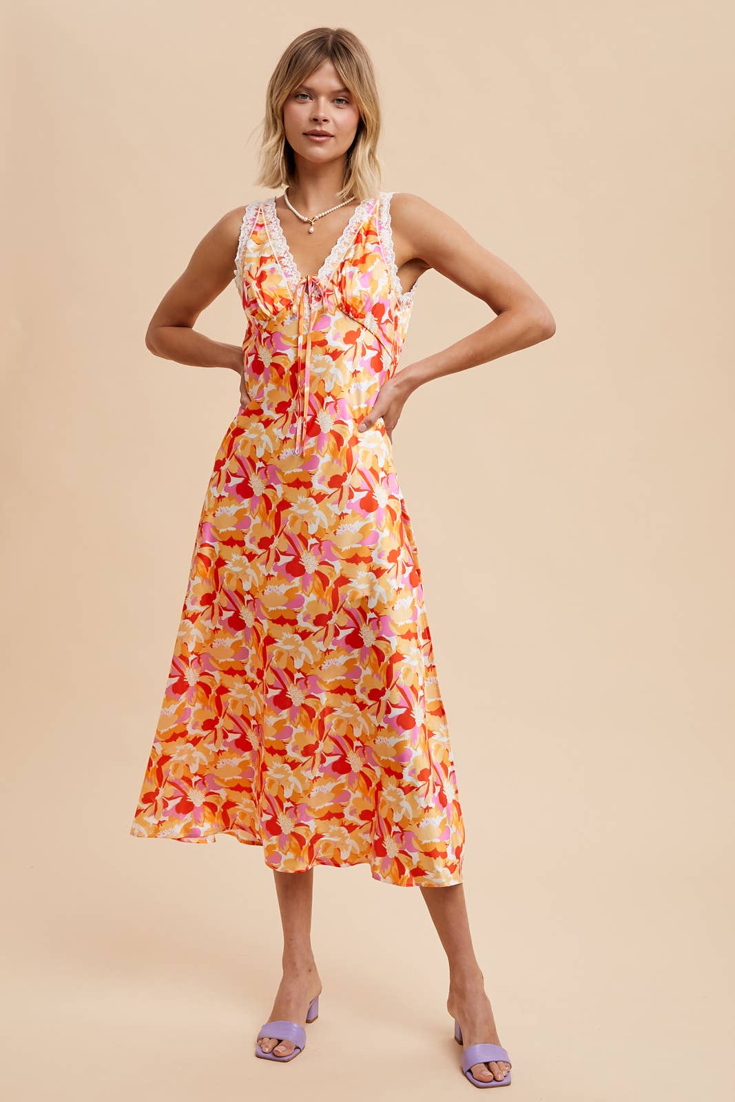 Papaya Multi Satin Floral Dress