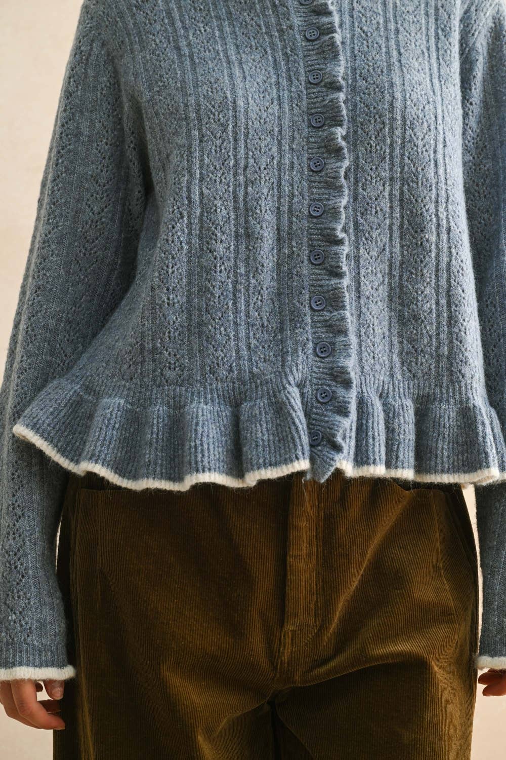 Ruffled Blue Cardigan