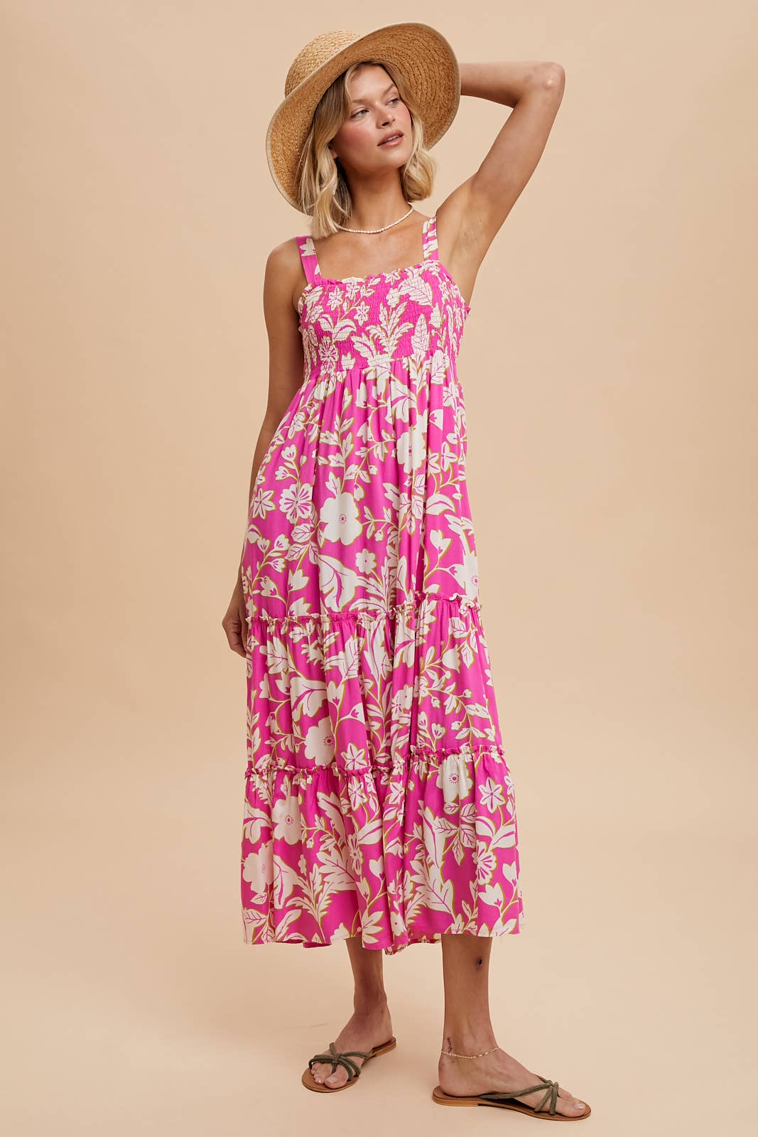 Orchid Smocked Midi Dress