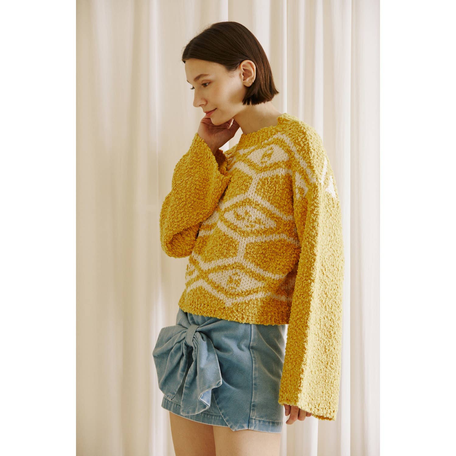 Mustard Abstract Sweater