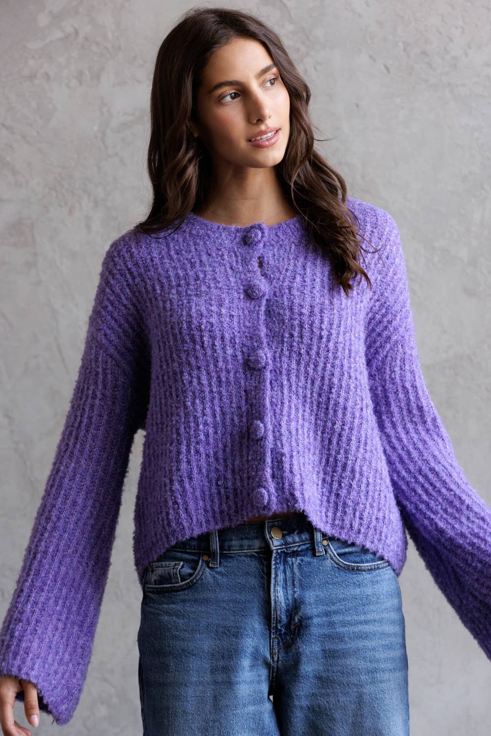 Purple Knit Cardigan