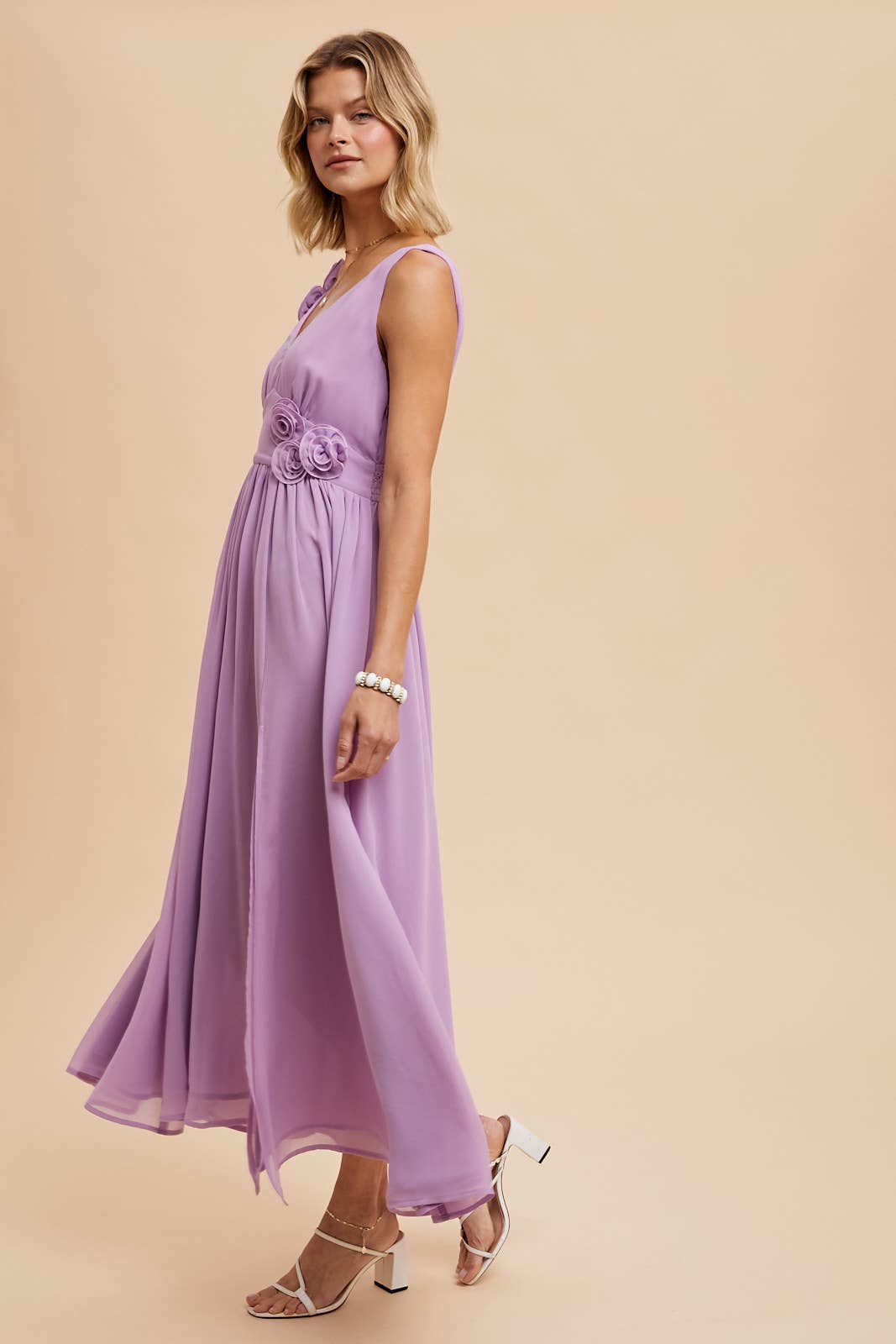 Rosette Maxi Dress Lavender