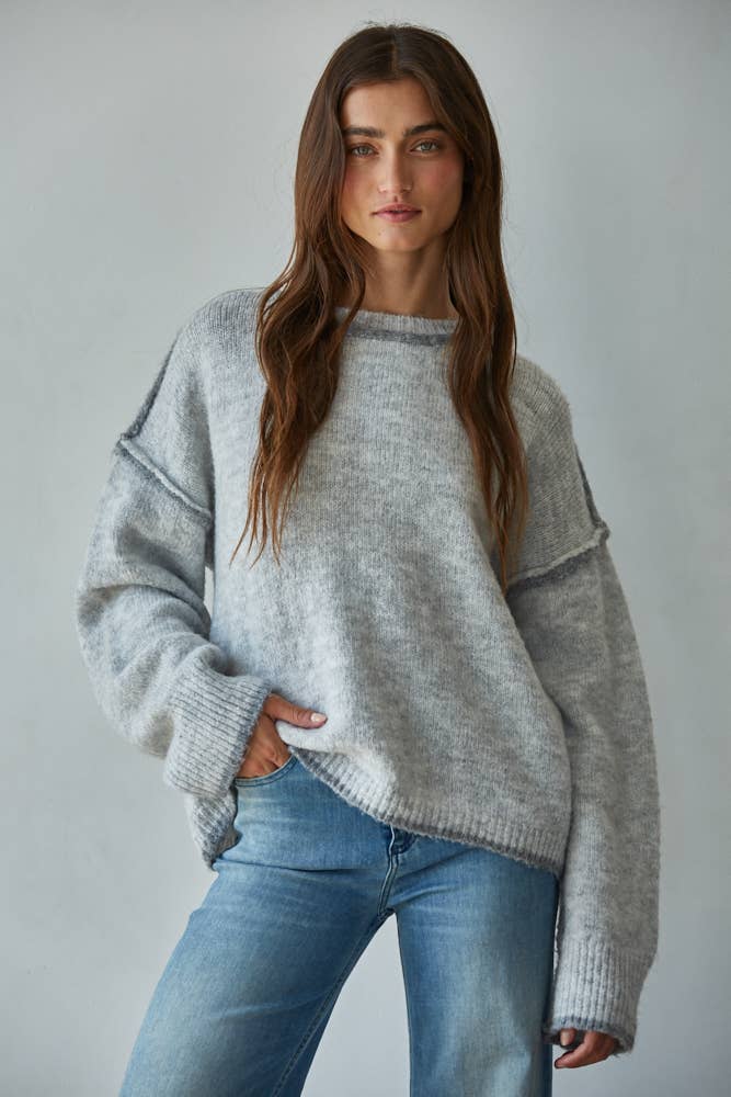 Rolled Edge Pullover Sweater