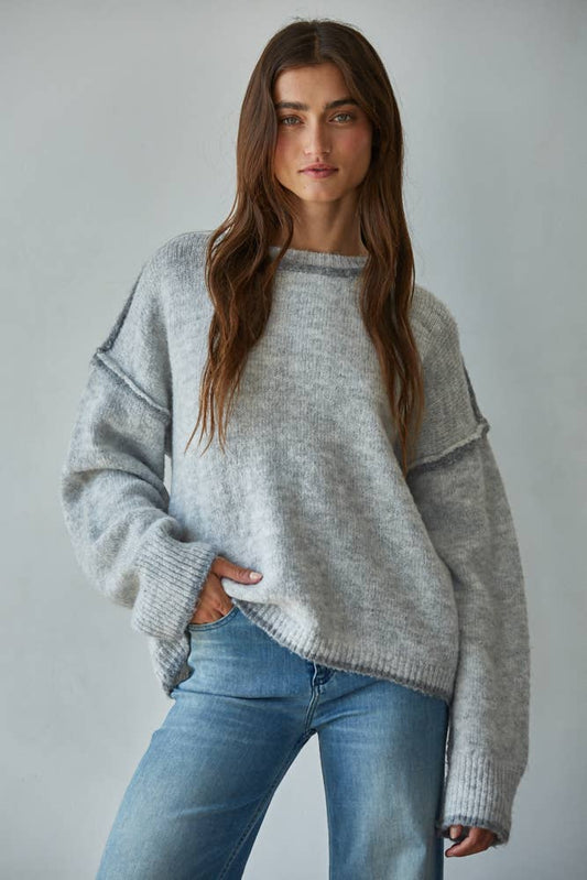 Rolled Edge Pullover Sweater