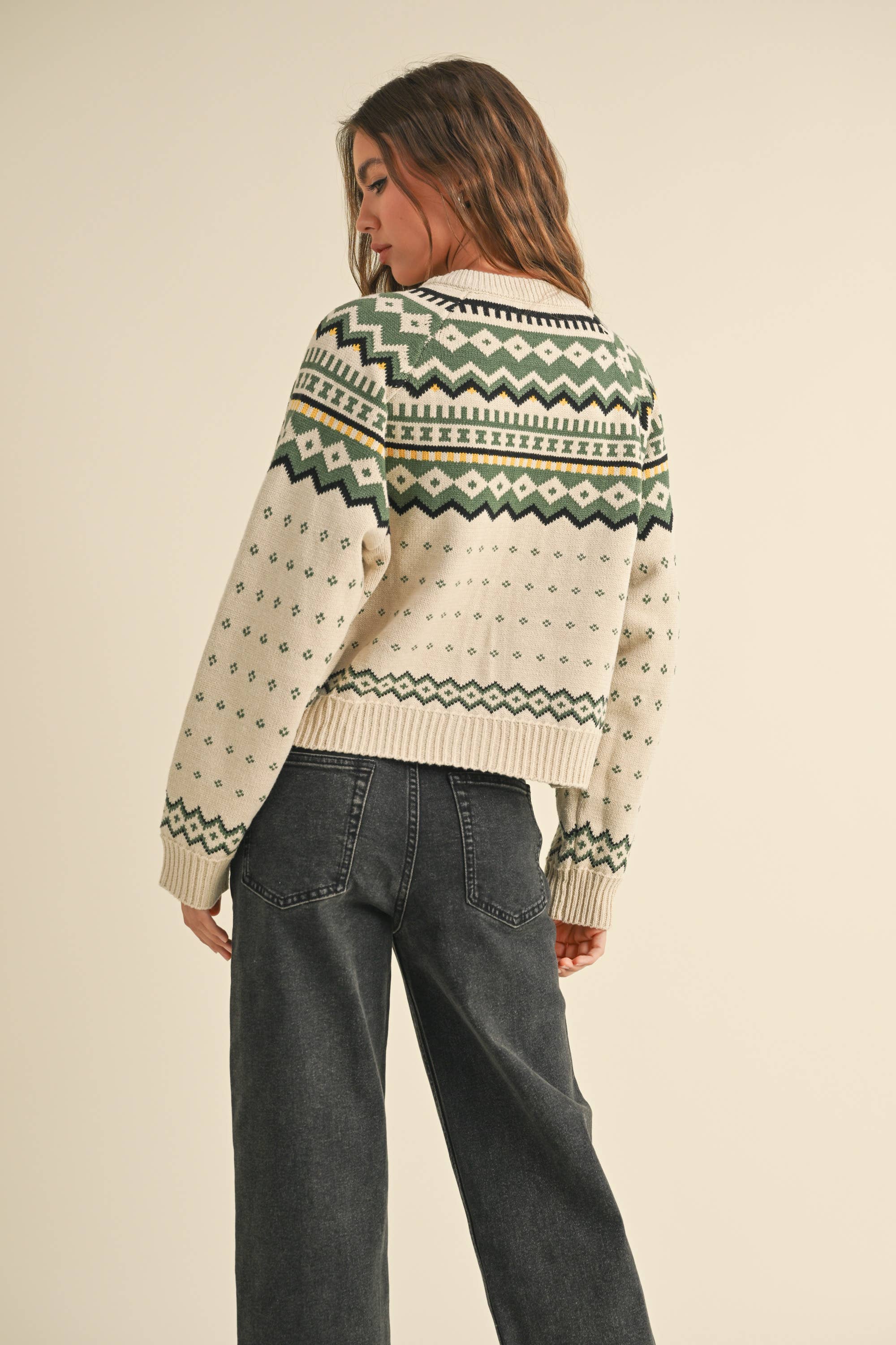 Green Multi Chevron Cardigan