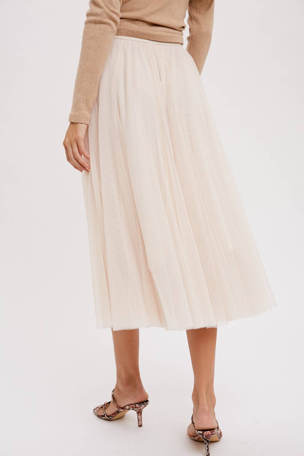 Tulle Midi Skirt - Shell