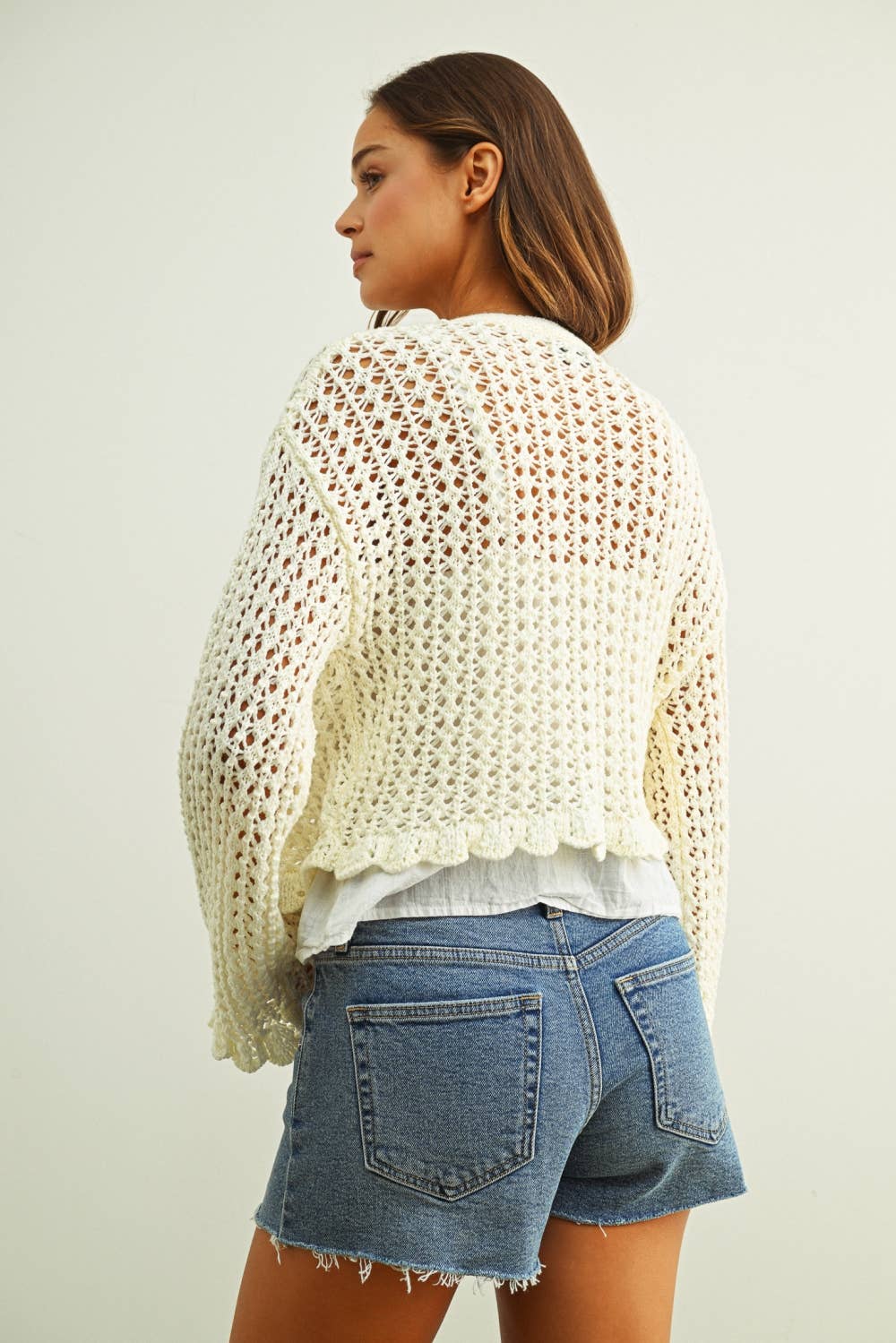 Ruffle Crochet Cardigan