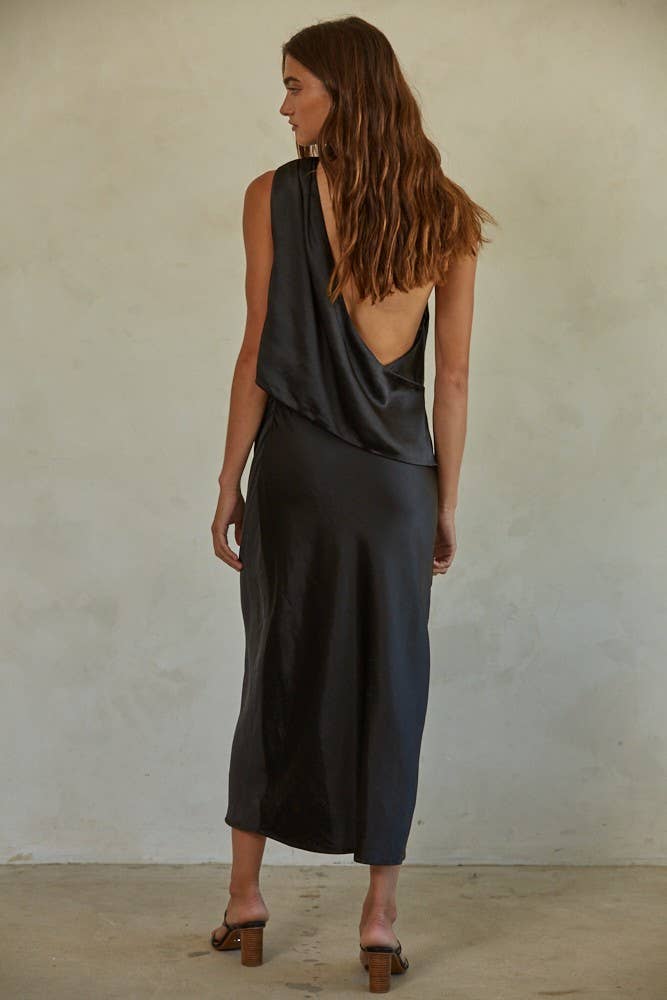 Fifth Avenue Satin Dress - Black