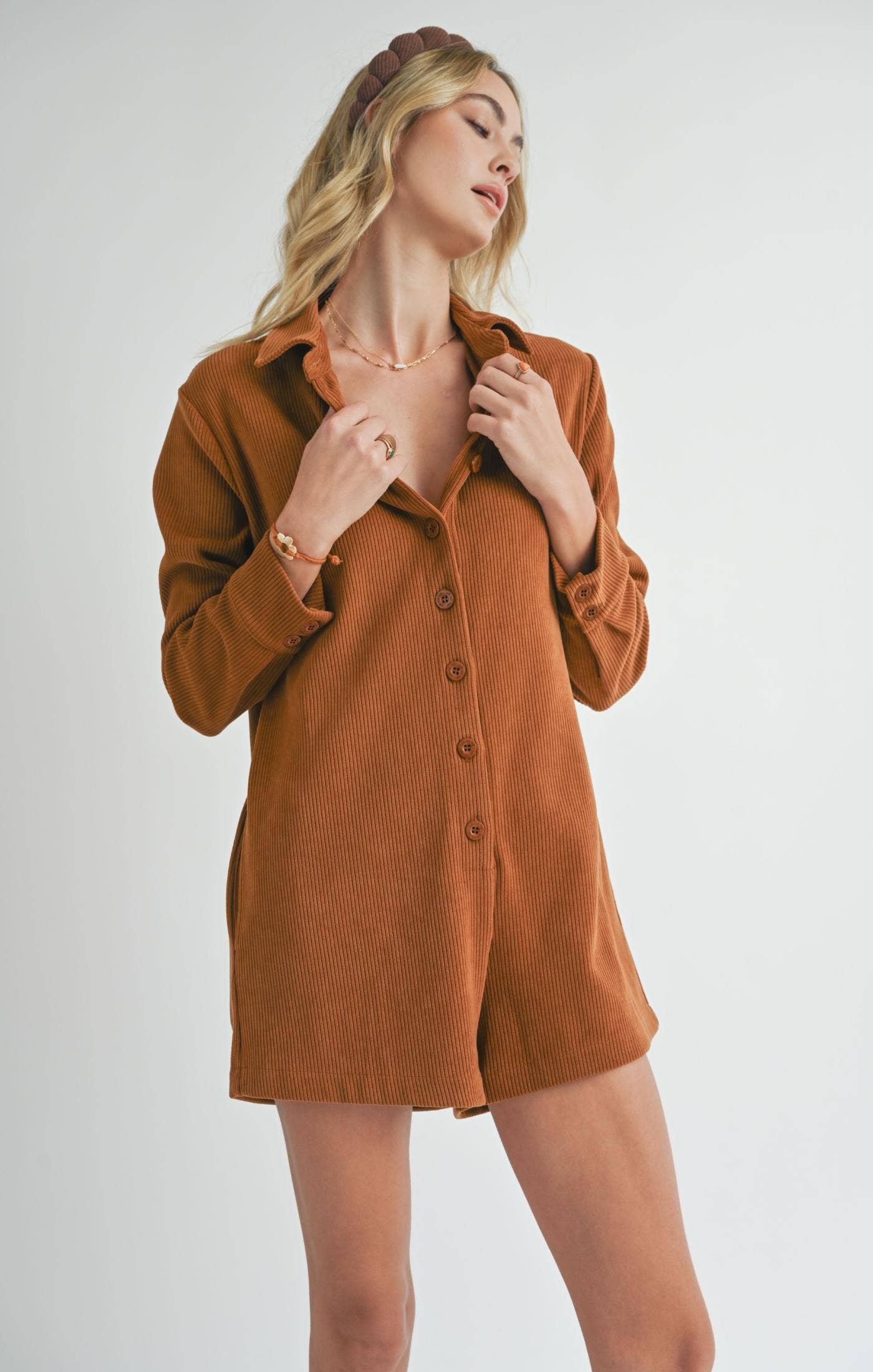 Camel Corduroy Romper