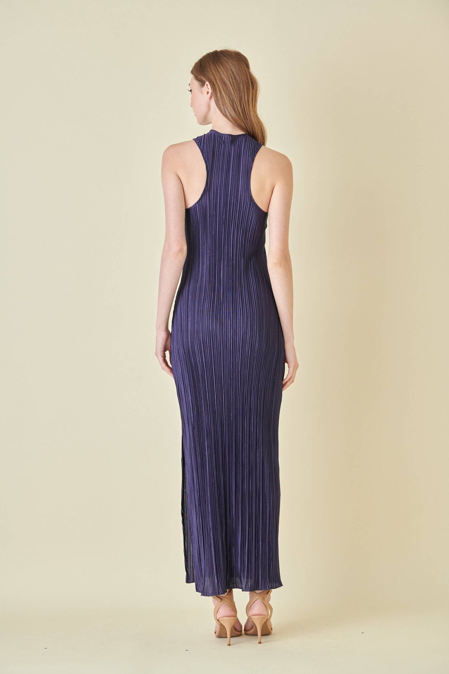 Navy Twist Neck Maxi Dress