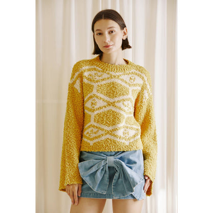 Mustard Abstract Sweater