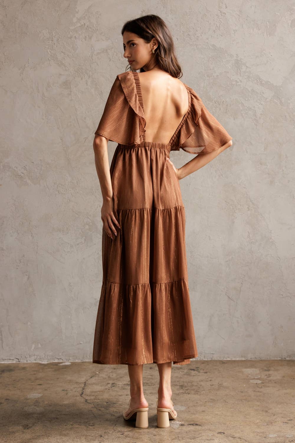 Shimmer Tiered Midi Dress