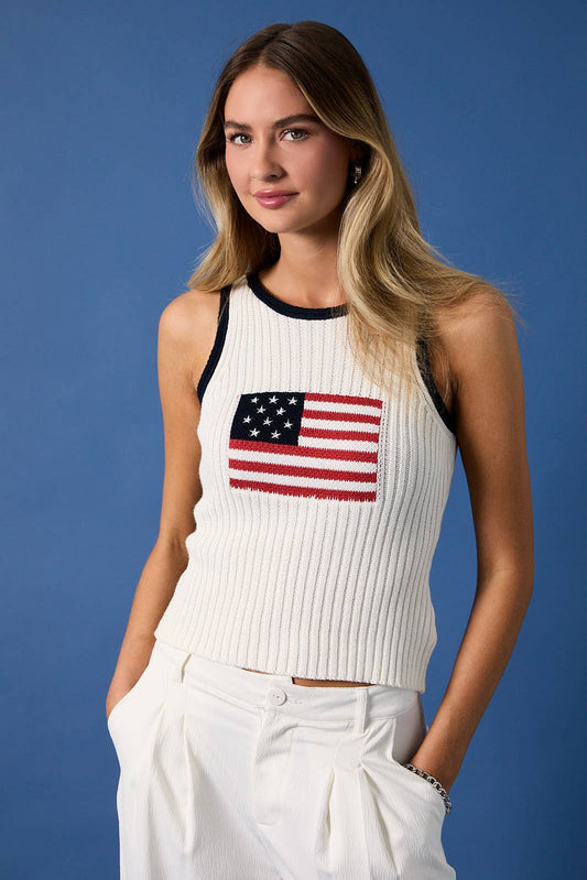 USA Flag Sweater Tank Top