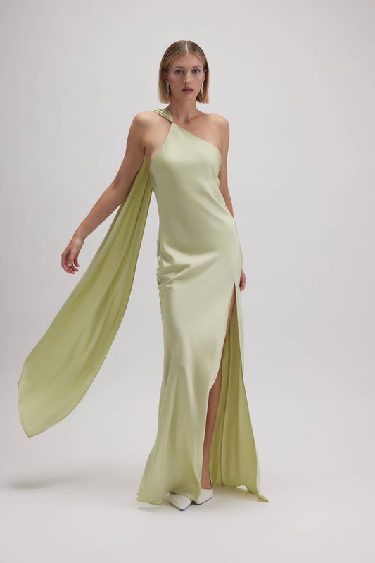 Halter Dress with Scarf - Sage