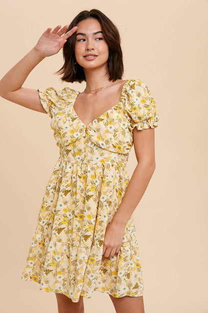 Sunwashed Poppy Button Front Mini Dress