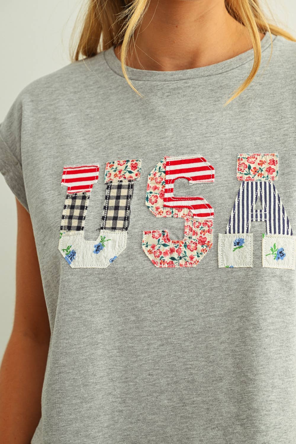 USA Floral Patchwork Tee