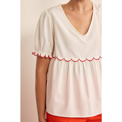 Scallop Short Sleeve Top