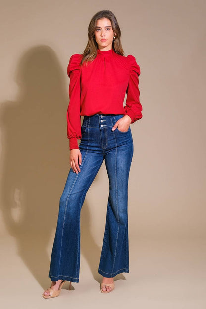 Red Solid Woven Blouse