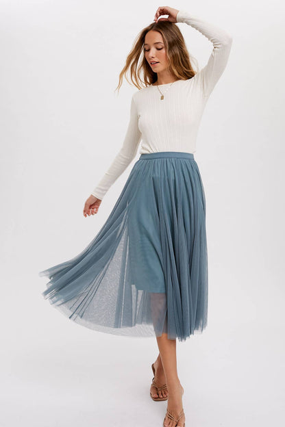 Tulle Midi Skirt - Dark Mint