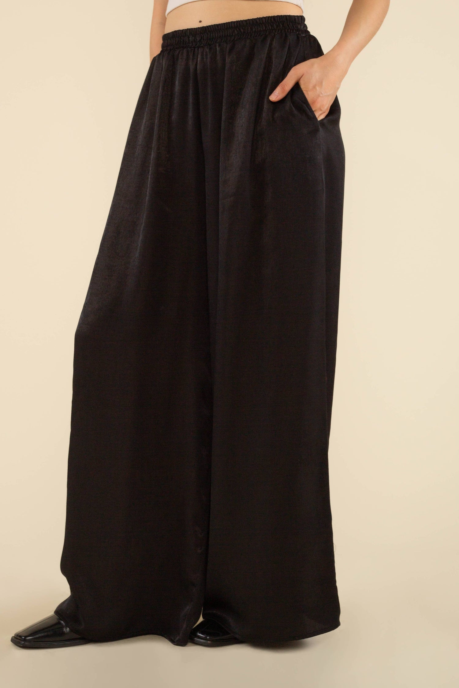 Florence Satin Pants: Black