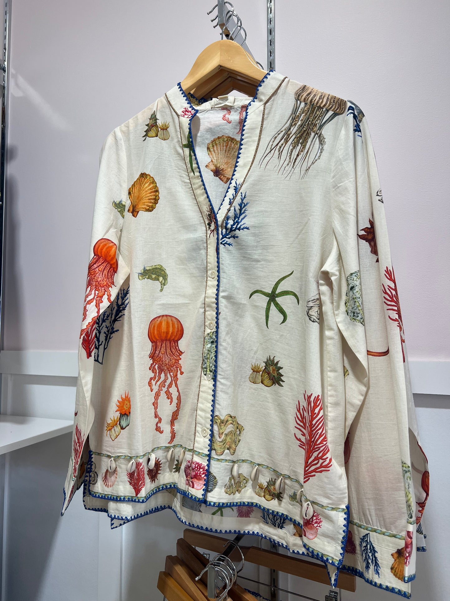 Coral Button Up Top