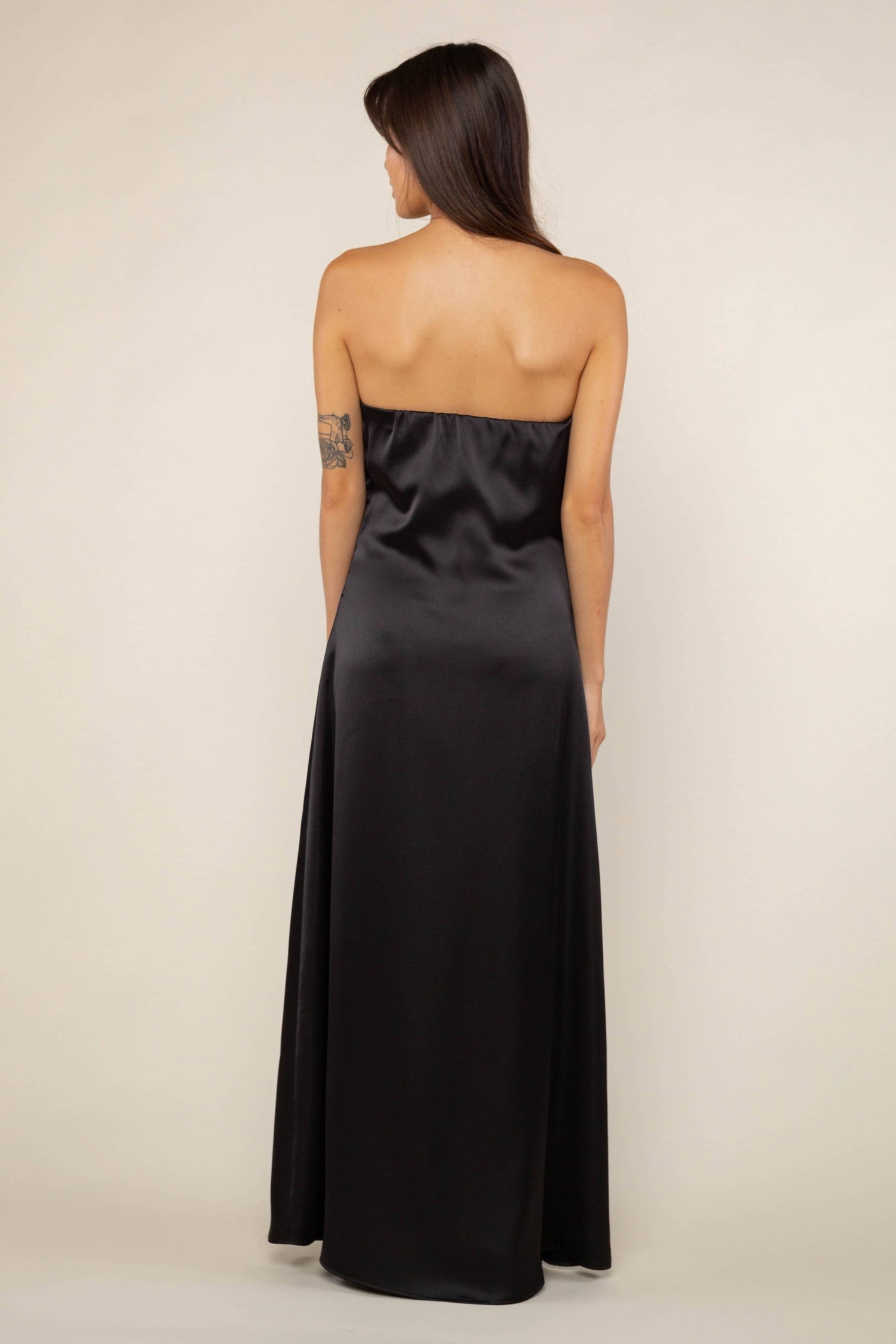 Dixon Satin Dress: Black