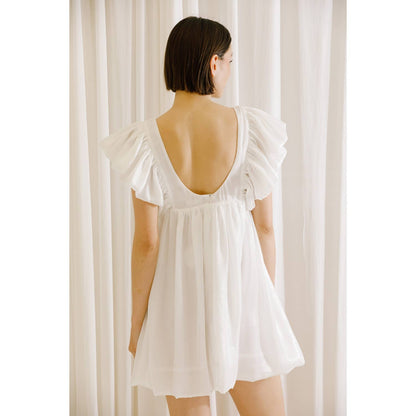 Bow Baby Doll Dress White