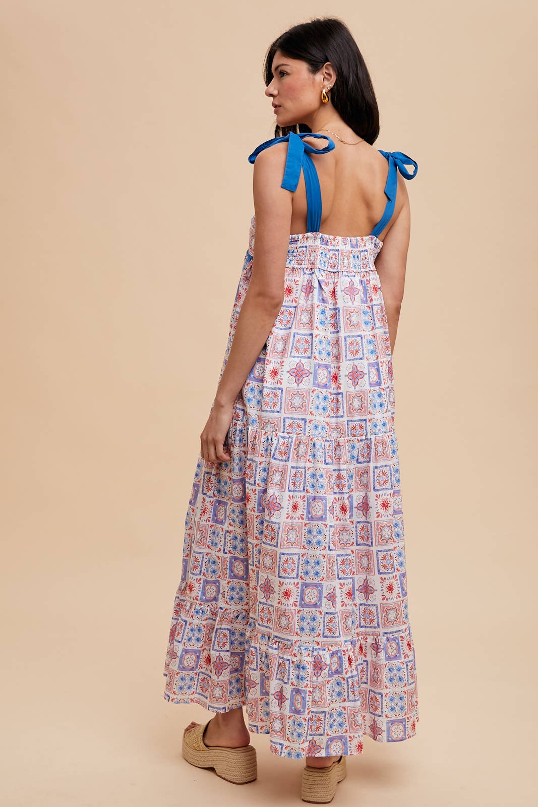 Tilework Cotton Maxi Dress