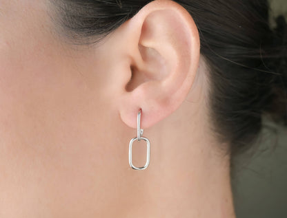 Double Oblong Hoops - Sterling Silver